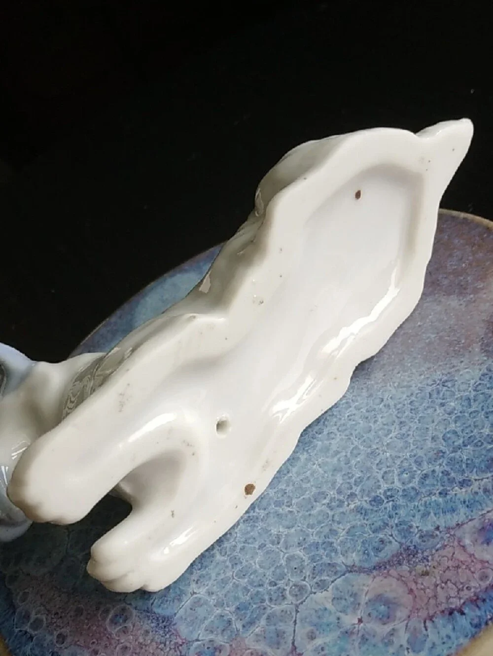 Vintage White and Blue Ceramic Scottie Dog Figurine